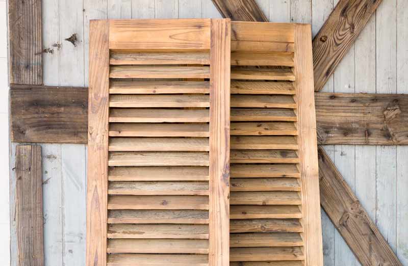 Reclaimed Wood Shutters Decor  Set Of 2