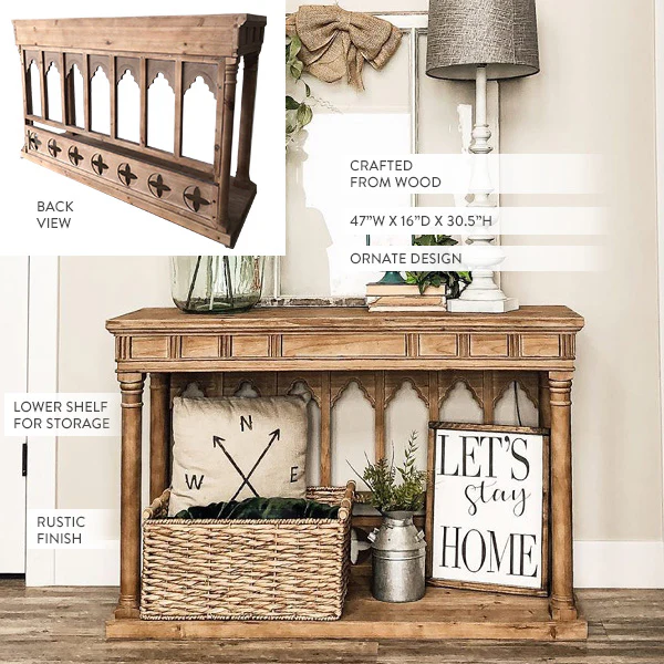 Arched Detail Console Wood Table