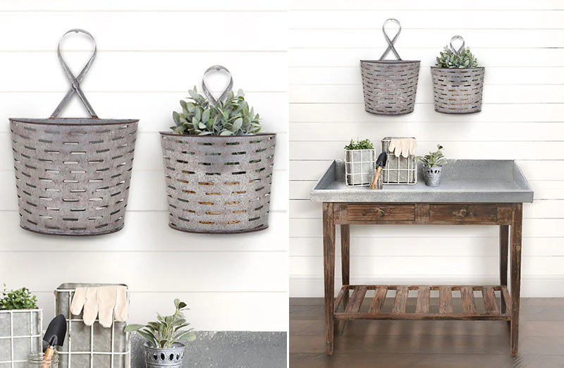 Wall Mounted Olive Bucket  Set of 2