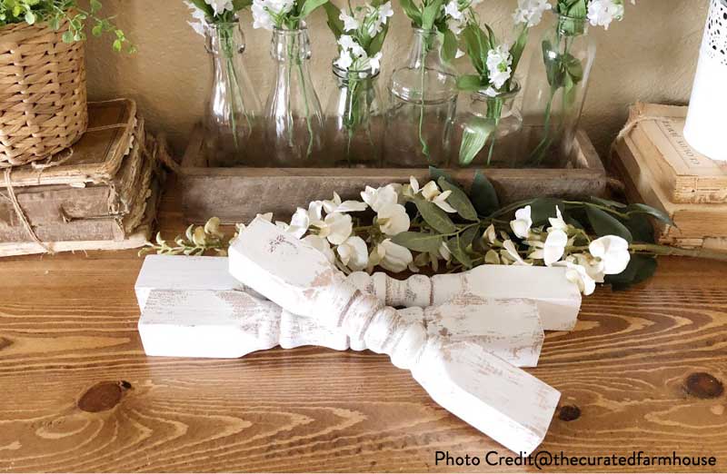 Hand Carved White Spindles  Set of 3