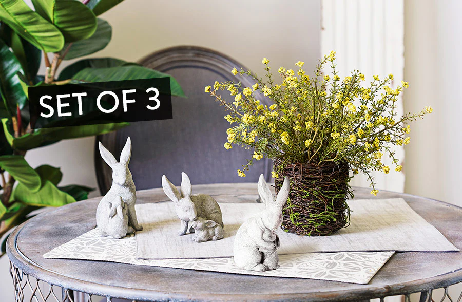 Assorted Bunny Figurines, Set of 3