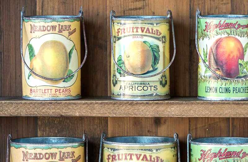 Vintage Fruit Cans  Set of 8