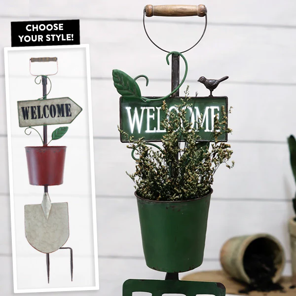 Distressed Welcome Garden Stake, Pick Your Style