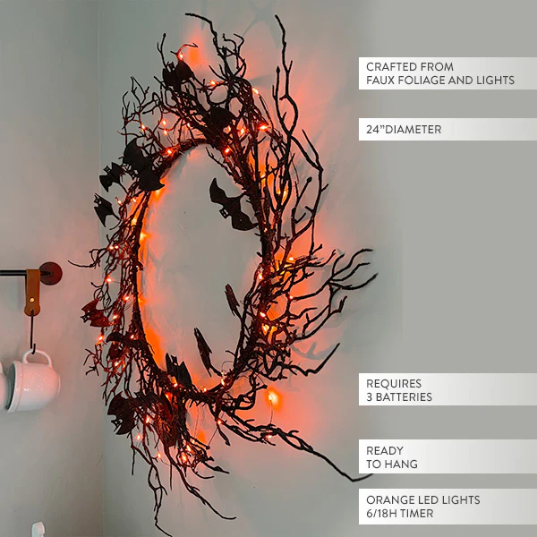 Light Up  Bat Wreath