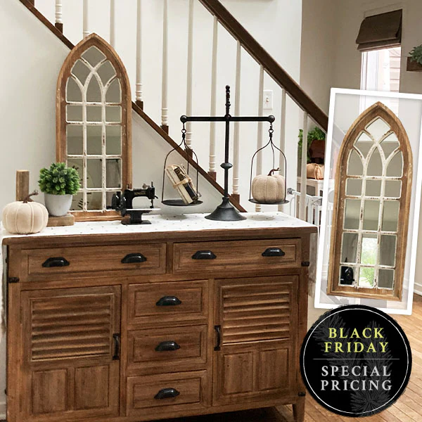 European Cathedral Arch Window Mirror