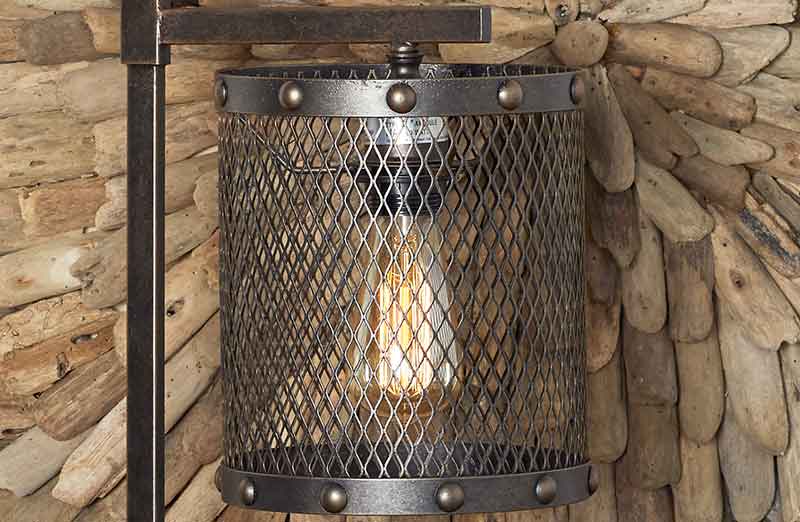 Rustic Caged Overhanging Desk Lamp