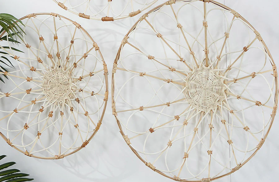 Round Rattan Wall Art, Set of 3