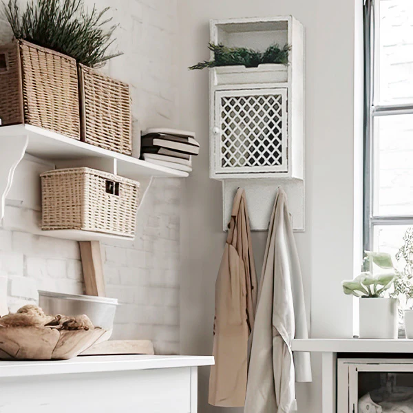 Multi-Functional Distressed Wood Hanging Organizer