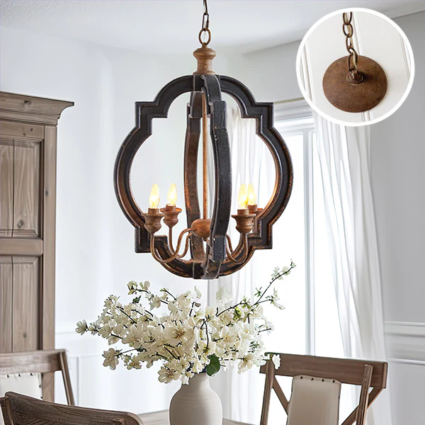 Rustic Finish Scalloped Black Chandelier