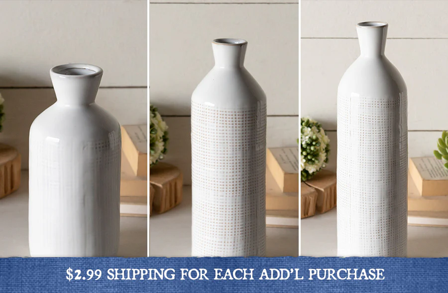 Glazed Textured Stoneware Vase, Pick Your Size