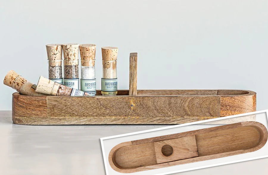Rounded Edge Long Wooden Tray