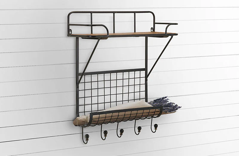 Industrial Wood & Metal Wall Organizer