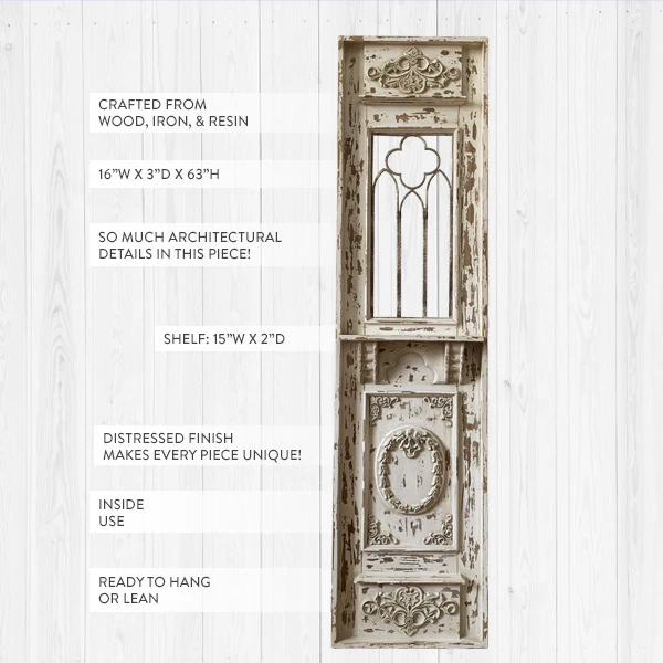 HUGE Ornate Wooden Wall Panel with Shelf