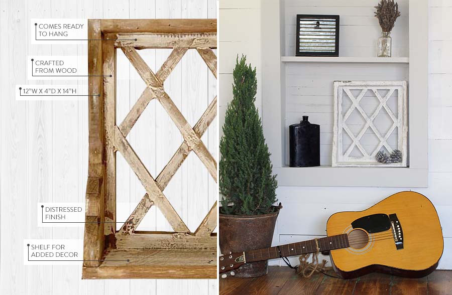 Framed Latticework Shelf, Pick Your Color