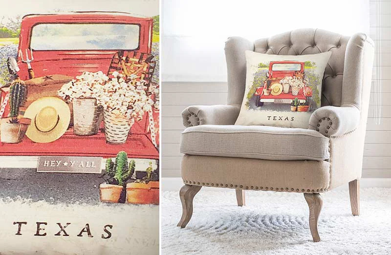 Texas Red Truck Pillow Cover
