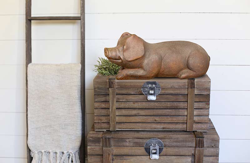 Smiling Estate Stone Pig Statue