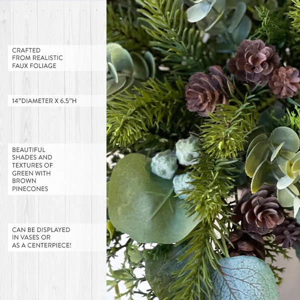 Premium Mixed Pine Eucalyptus Half Sphere