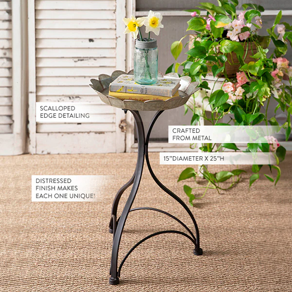 Scalloped Edge Metal Accent Table