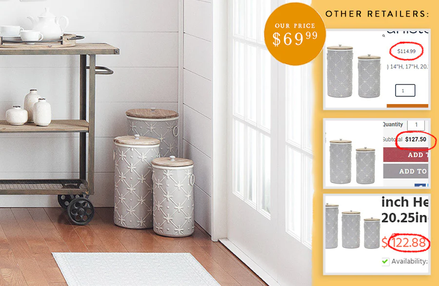 Textured Iron Canisters with Lids, Set of 3