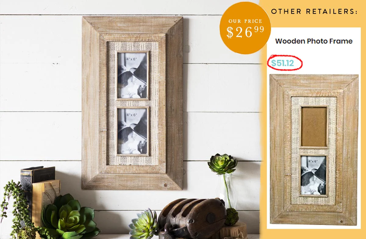 Chunky Wooden Double Photo Frame