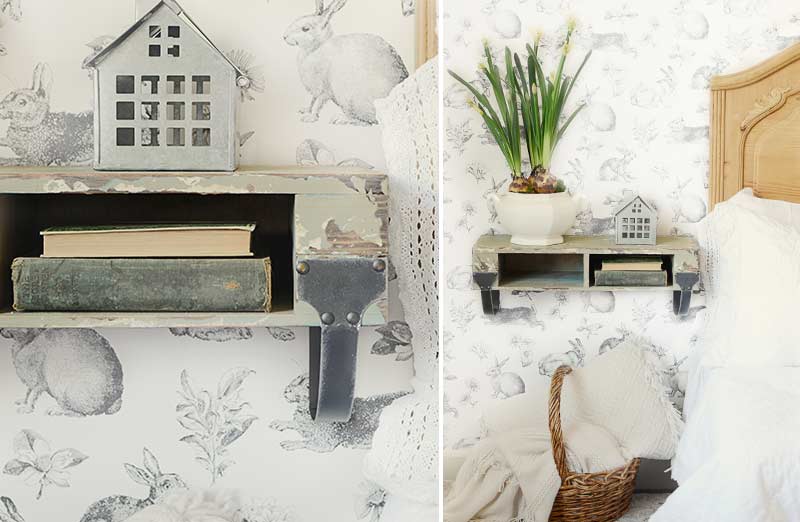 Distressed Wooden Cubby Shelf