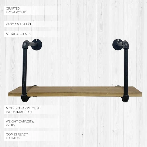 Single Tier Industrial Pipe Wall Shelf