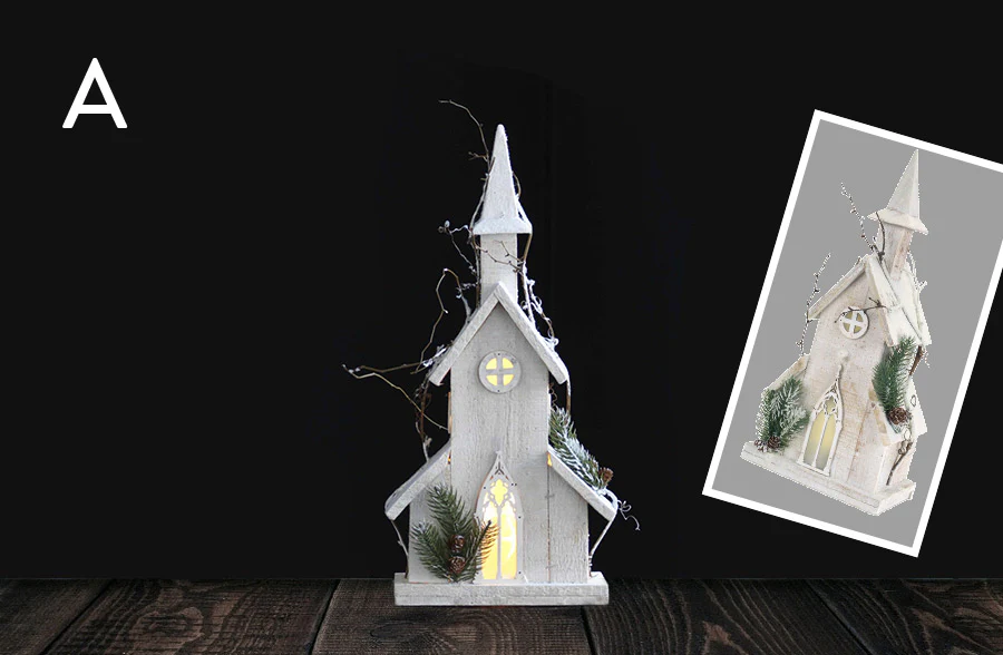 Ornate Wooden Light Up Church, Pick Your Style