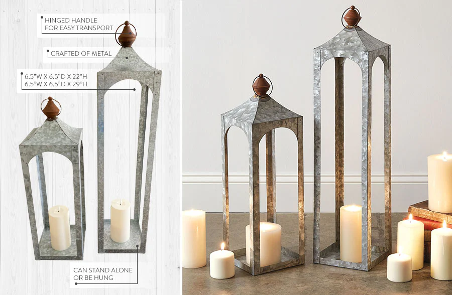 Open Frame Metal Lantern, Pick Your Size
