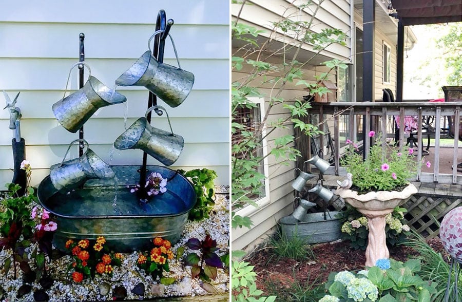 Galvanized Watering Can Fountain