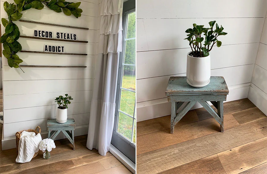 Turquoise Chippy Wooden  Table/Stool