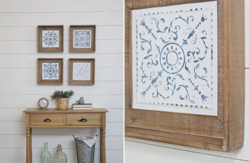 Mosaic Wooden Framed Wall Decor  Set of 4