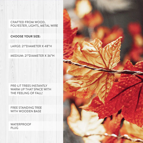 Pre-Lit Lifelike Outdoor Maple Tree, Pick Your Size