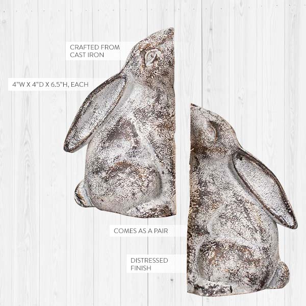 Cast Iron Bunny Bookends