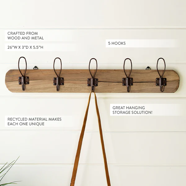 Recycled Wood Rustic Coat Rack