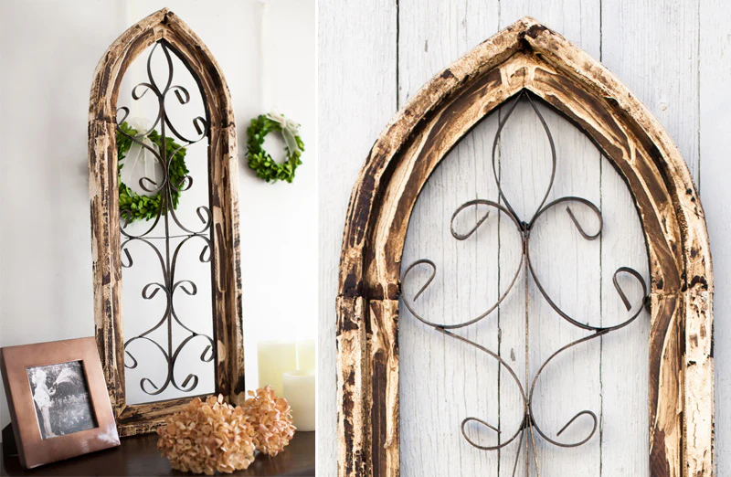 Vintage Iron Window Wall Panel
