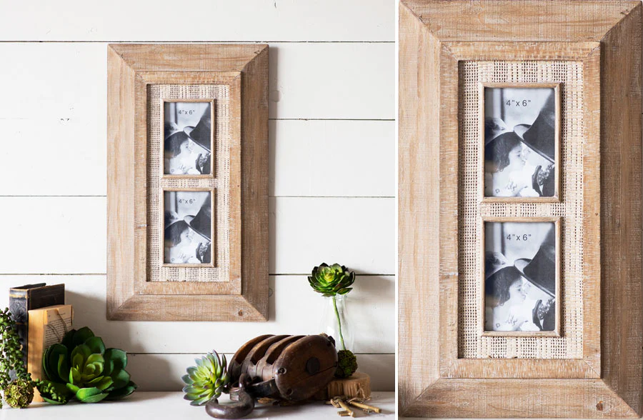 Chunky Wooden Double Photo Frame