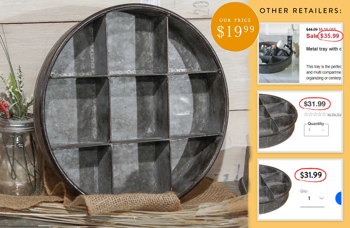 Divided Galvanized Metal Tray