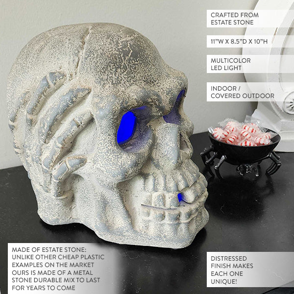 Estate Stone Skull with Multicolor LED light