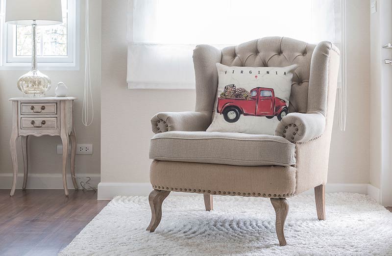Feedsack Red Truck Pillow