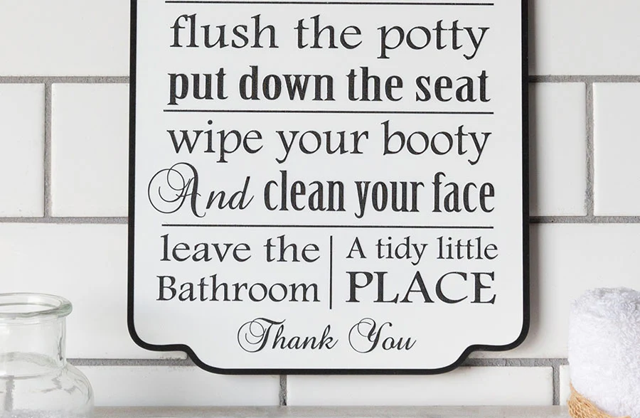 Hanging Enamel Bathroom Rules Sign