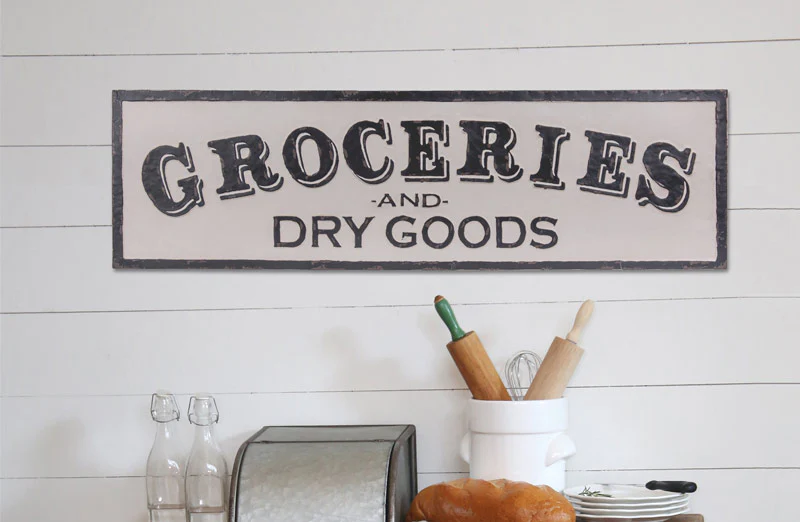 *HUGE* Vintage Enamel Groceries Sign